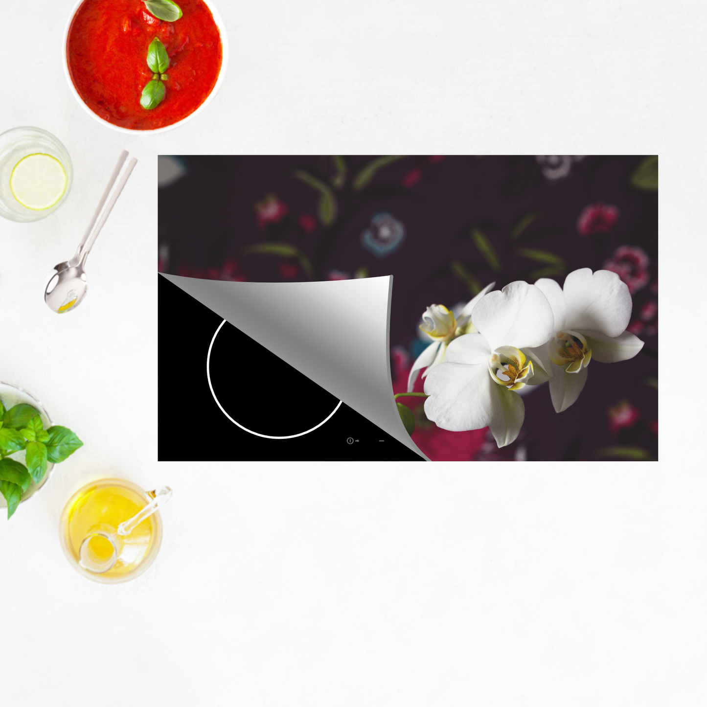 Inductie beschermer - Orchidee vintage