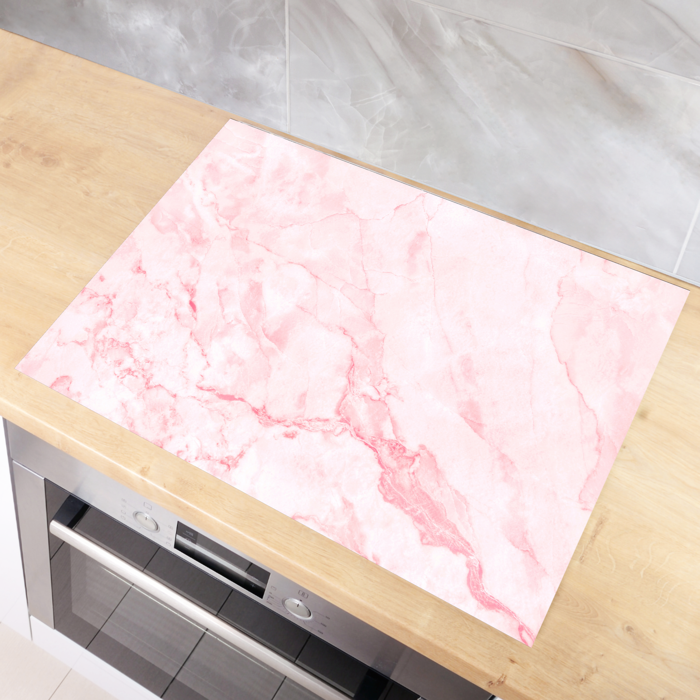 Inductie beschermer - Marmer Pastel Roze