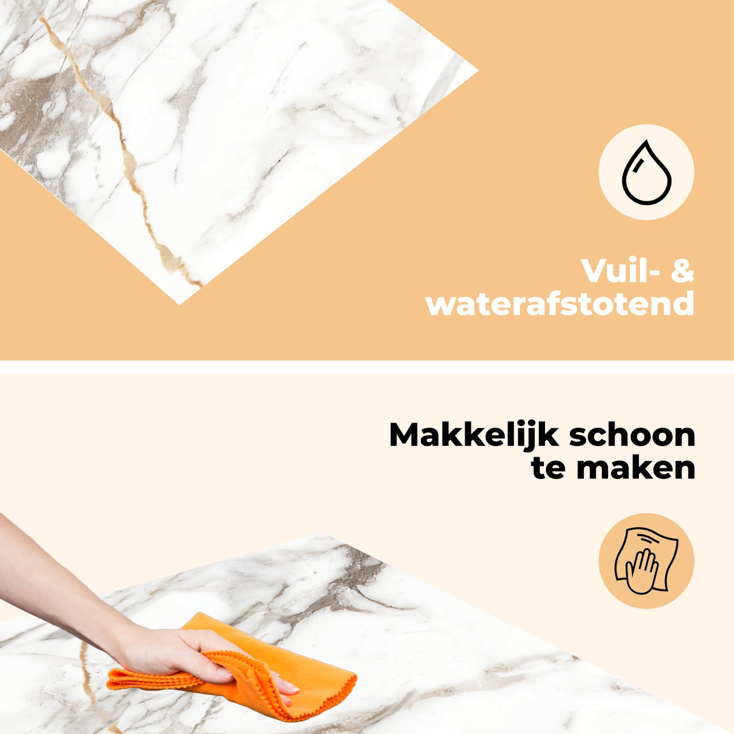 Inductie Beschermer – Marmer Wit Luxe