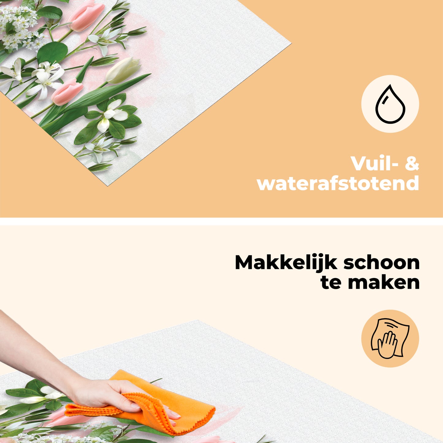 Inductie beschermer - Wit Roze Tulpen